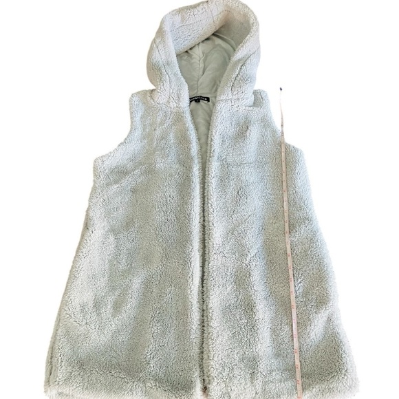 MESH + LACE WOMEN’S SOFT GRAY HOODED TEDDY STYLE VEST SIZE SMALL - Picture 6 of 10